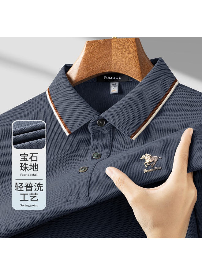 Fomoce summer Solid Color Men's Polo Shirt - Classic Business Casual Style - Image 2