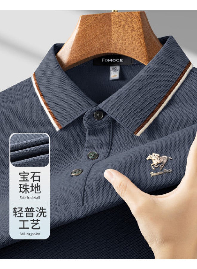 Fomoce summer Solid Color Men's Polo Shirt - Classic Business Casual Style - Image 1