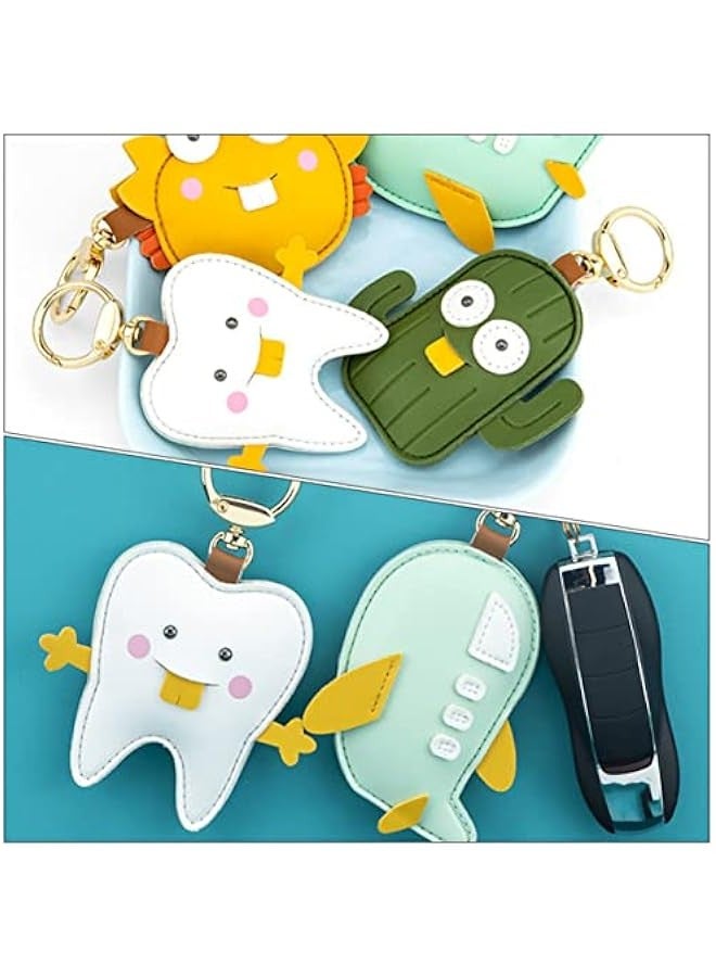 Generic Key Chain Pendant Cover Keyring Cartoon Keychain Key Covers Caps Novelty Keychain id Sleeves Keychain Airplane Keychain Keyrings Cute Key Covers Leather White Cactus Card Miss - Image 4