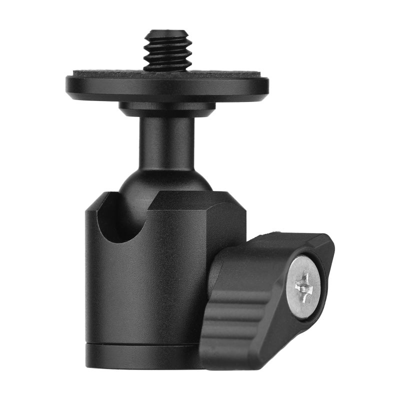 Mini Ball Head: 1/4 Inch Screw 360° Rotation 90° Tilt - Anti-slip Rubber Ring Lightweight Aluminum Alloy Camera Mount for Tripod Selfie Stick Accessory Use - Image 2