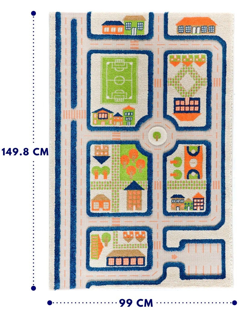 IVI 3D Play Carpet Traffic Design - Medium | Blue | Activity Playmat for Kids & Children | Bedroom, Living Room, Nursery Rug | Polypropylene | Foldable | 150 cm x 100 cm - Image 2