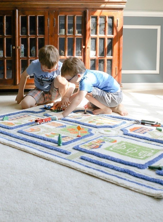 IVI 3D Play Carpet Traffic Design - Medium | Blue | Activity Playmat for Kids & Children | Bedroom, Living Room, Nursery Rug | Polypropylene | Foldable | 150 cm x 100 cm - Image 3