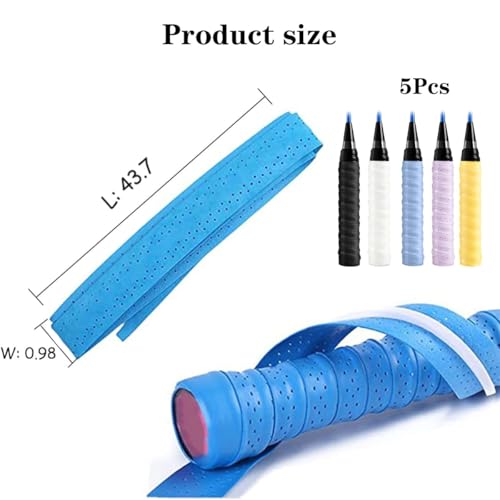 XFSAFDM 5 Pack Badminton Grip, Towel Grip for Badminton Racquet, Tennis Racket Grip, Sweat-Absorbent and Anti-Slip, Durable Grip Tape for Badminton, Tennis, Squash Racket Handle - Image 2