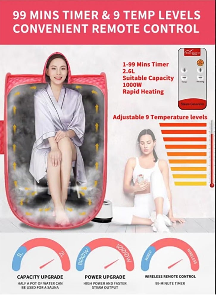 كيلا ساونا لشخصين، صندوق ساونا، غرفة بخار منزلية محمولة قابلة للطي، غرفة سبا شخصية في خيمة، صندوق كابينة مولد ساونا مع جهاز بخار لفقدان الوزن في المنزل - Image 2