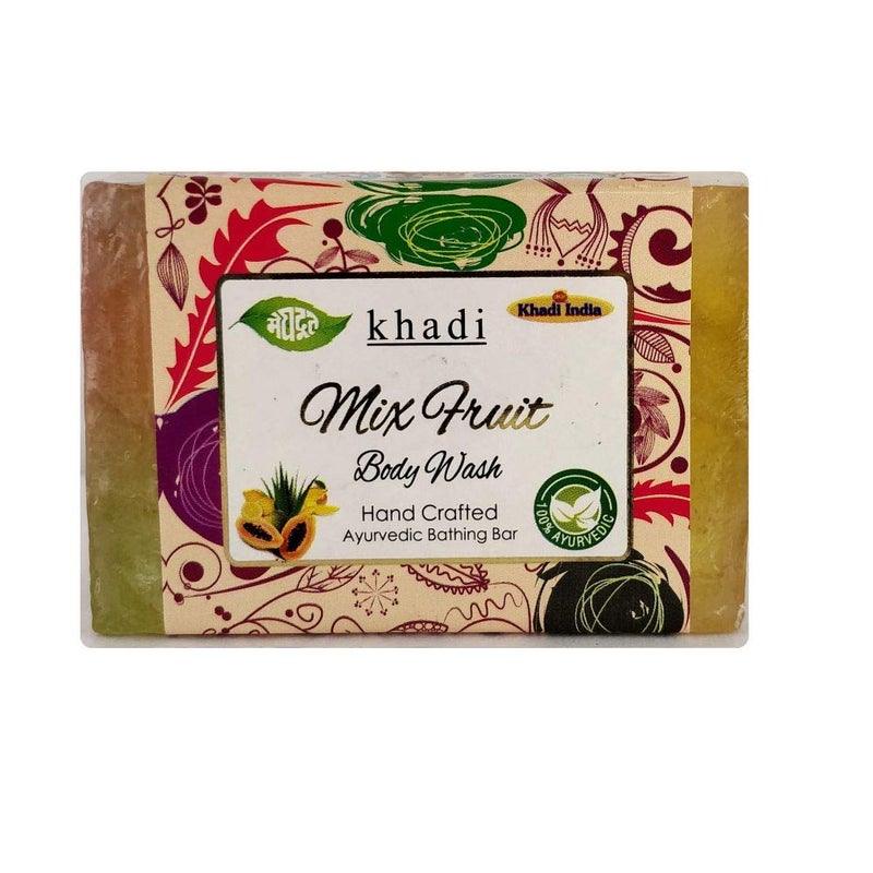 Meghdoot Mix Fruit Body Wash Soap khadi handmade ayurvedic soap natural skin moisturizing herbal bathing bar for soft smooth glowing skin with fruit extracts 125gm Pack of 4 - Image 3