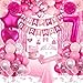Fantspati 7th Birthday Decorations for Girls Pink Party Decorations with Number 7 Balloon Happy Birthday Banner Bday Sash Crown Tablecloth Fringe Curtain Hanging Swirl for 7 Balloons for Bday Girl - Image 2