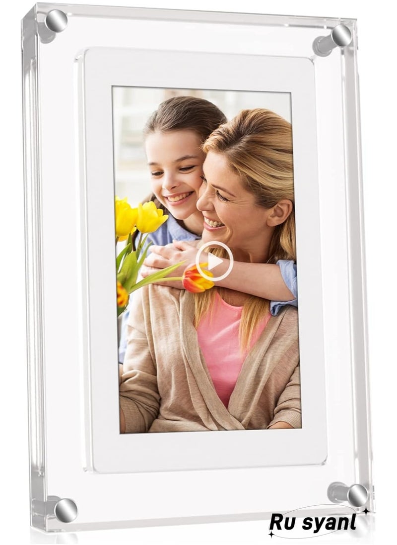 Ru syanl 5 Inch Acrylic Video Picture Frame with 4GB Memory and 1000mAh Built-in Battery - That Plays Slideshow Motion Electronic Digital Photo Frame with Music Perfect for Home Decor and Heartfelt Gifts  - Image 1