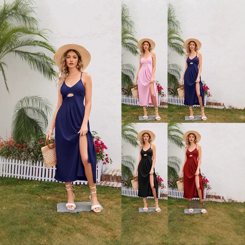 Solid Color Sleeveless Dress - Image 1