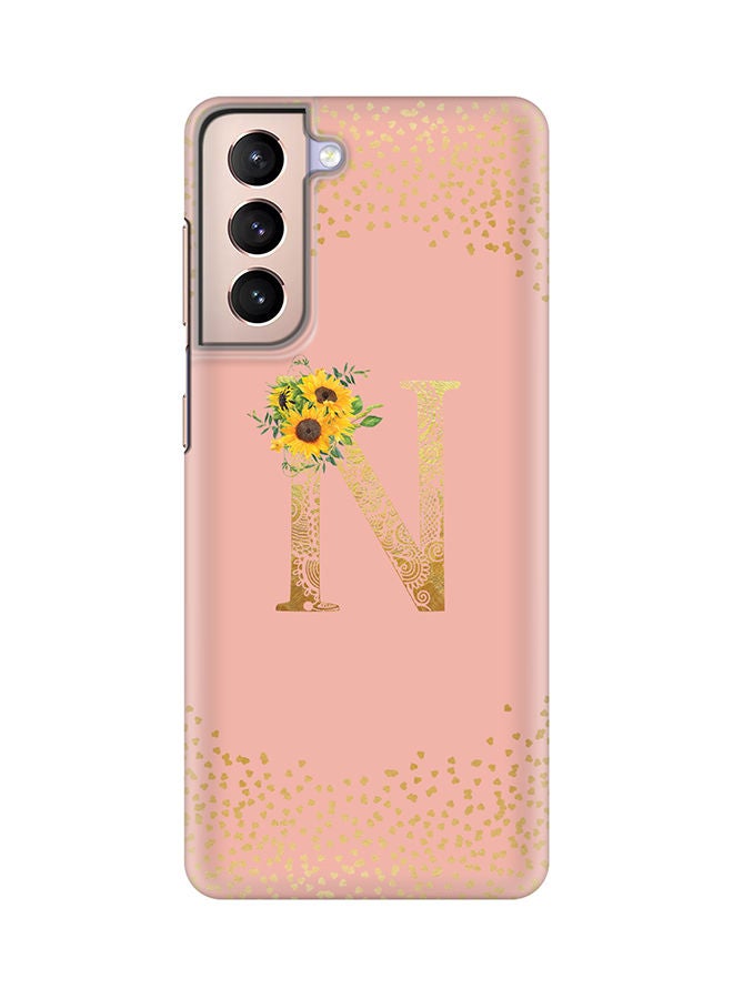 Stylizedd Monogram Slim Cover for Samsung Galaxy S21 Plus 5G Case Custom Initials Letter Floral Pattern Snap Series Mobile Cover Matte Alphabet  - N (Rose Pink) - Image 1