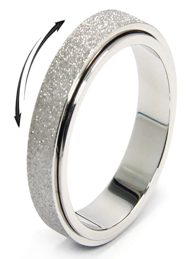 OreilleStar Anxiety Ring for Women Men Stainless Steel Fidget Spinner Thumb Ring Fidget Toys Adults Size 8 Width 6MM Silver Hand Polished - Image 1