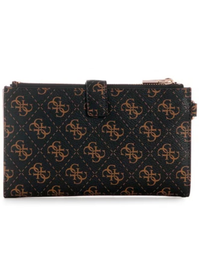 Guess Women's Dark Brown Logo Wristlet Wallet Organizer with Gold Hardware - Image 4