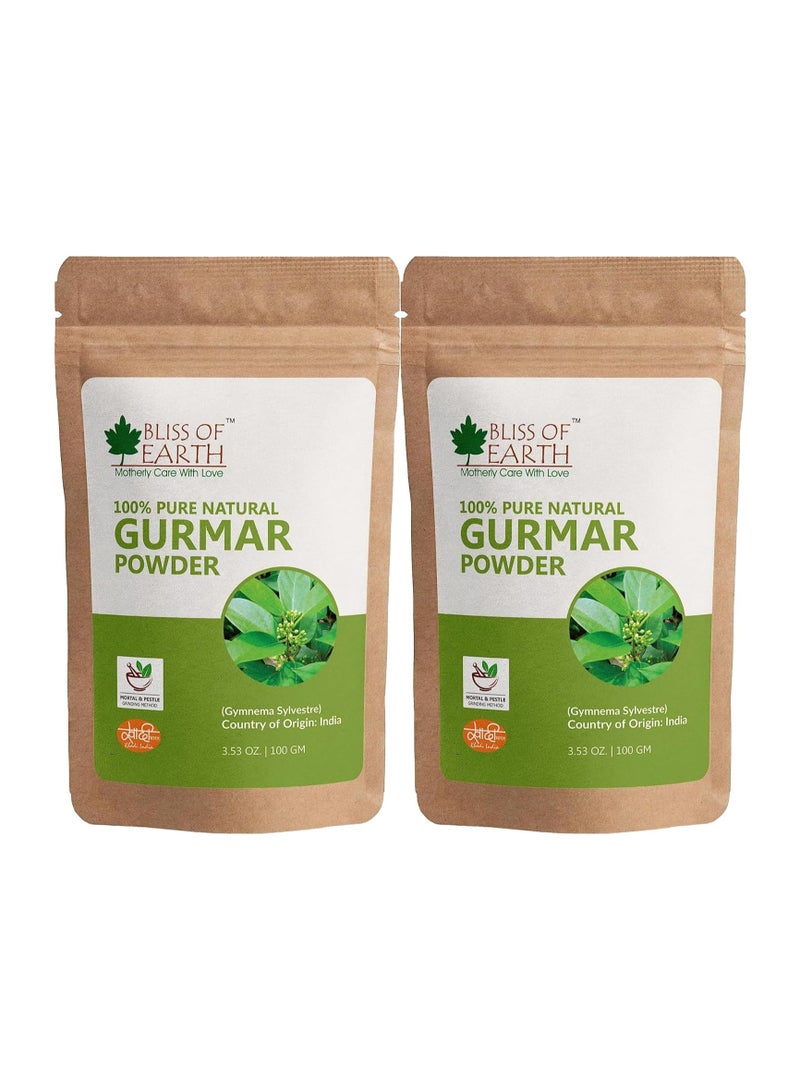 Bliss of Earth 100% Pure and  Original Gurmar Powder 100GM Pack of 2