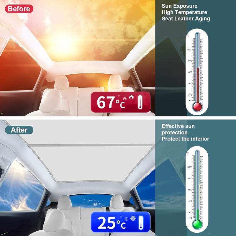 KUNIST Roof Sunshades for Tesla Model Y 2023, Upgraded Sunroof Shade Sunshade Roof Sun Shade for Tesla Model Y Accessories 2021-2023 (Ice White) - Image 2