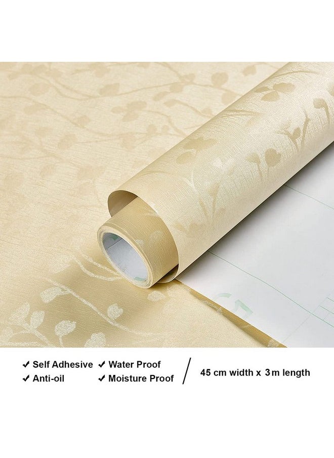 wolpin - wolpin Wall Stickers Wallpaper for Living Room (45 x 300 cm) Textured Butterfly Leaves Self Adhesive Decals Textured Self-Adhesive, Beige - Image 1