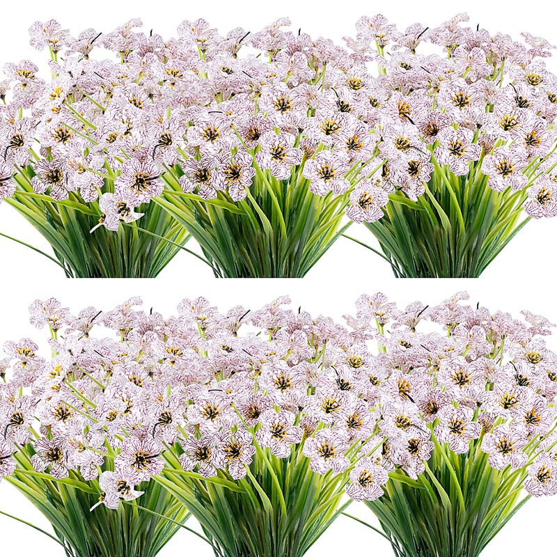 JEMONG 20 Bundles Artificial Flowers Outdoor UV Resistant Fake Flowers No Fade Faux Plastic Plants Garden Porch Window Box DecoratingWhite - Image 2