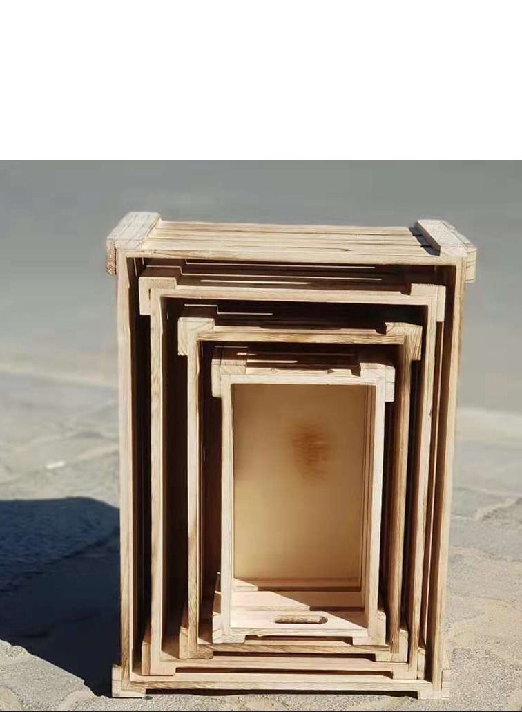 FFD 4PCS Wooden Storage Box with Handles – Rustic Farmhouse Bamboo Crates for Fruit, Home Décor, and Display - Image 5