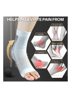 KASTWAVE 4Pcs Neuropathy Socks, White, Ankle Brace Socks, and Tendonitis compression socks, for Pain Relief and Plantar Fasciitis for Unisex, Ankle Compression Sleeve for Ankle Swelling  - Image 3