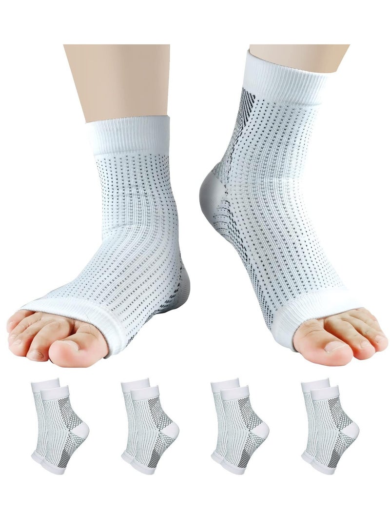 KASTWAVE 4Pcs Neuropathy Socks, White, Ankle Brace Socks, and Tendonitis compression socks, for Pain Relief and Plantar Fasciitis for Unisex, Ankle Compression Sleeve for Ankle Swelling - Image 1