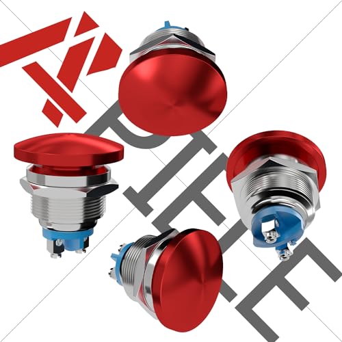 APIELE 22MM Mushroom Head Push Button Switch Momentary Push Button IP65 Waterproof 12V 24V 36 DC 110V 250V AC 5A SPST(22mm, Red) - Image 3