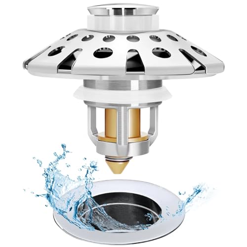 AzWzz Bathroom Sink Stopper,Sink Hair Catcher,Bathroom Sink Drain Strainer Pop Up Drain Cover Plug,Universal for 1.1 to 1.65in Sink Drain Hole - Image 1