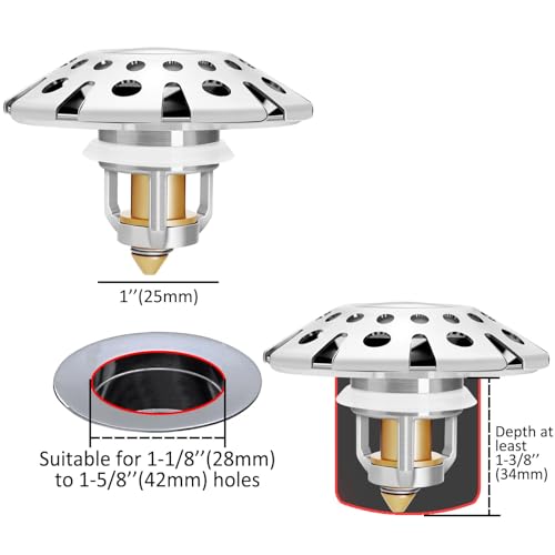 AzWzz Bathroom Sink Stopper,Sink Hair Catcher,Bathroom Sink Drain Strainer Pop Up Drain Cover Plug,Universal for 1.1 to 1.65in Sink Drain Hole - Image 3
