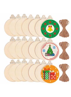 Max Fun Max Fun 120Pcs Wood Slices 3.5" Wooden DIY Christmas Ornaments Unfinished Predrilled Wood Circles for Crafts Centerpieces Round Wooden Discs Hanging Decorations  - Image 1