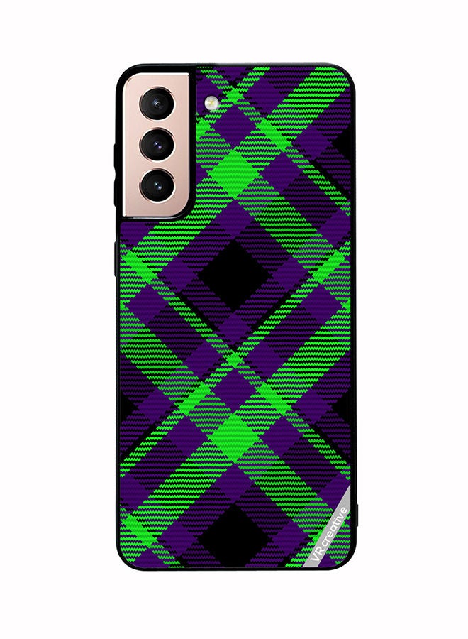 VR CREATIVE Protective Case Cover For Samsung Galaxy S21 Plus 5G Black Green Checkered Design Multicolour - Image 1