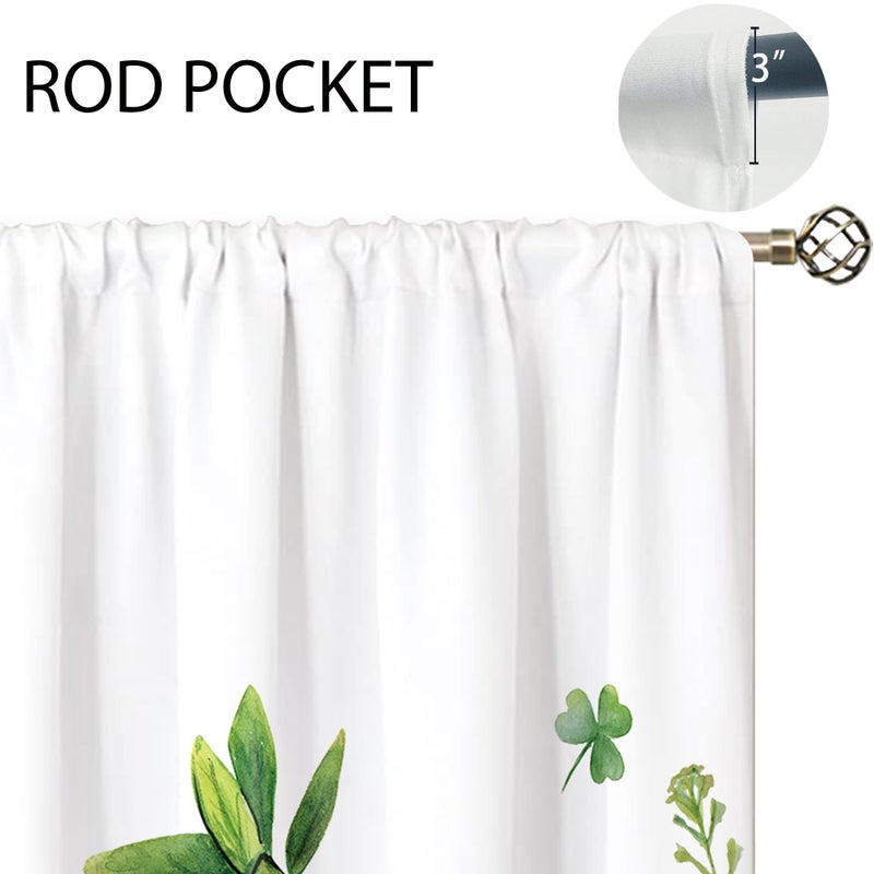 Oolygoo Mushroom Small Kitchen Curtains Sage Green Botanical Window Treatment Boho Wildflowers Plant Leaf Cafe Short Window Curtains for Bathroom Dining Laundry Room Tier Treatment Drapes 27.5x39 inch - Image 5