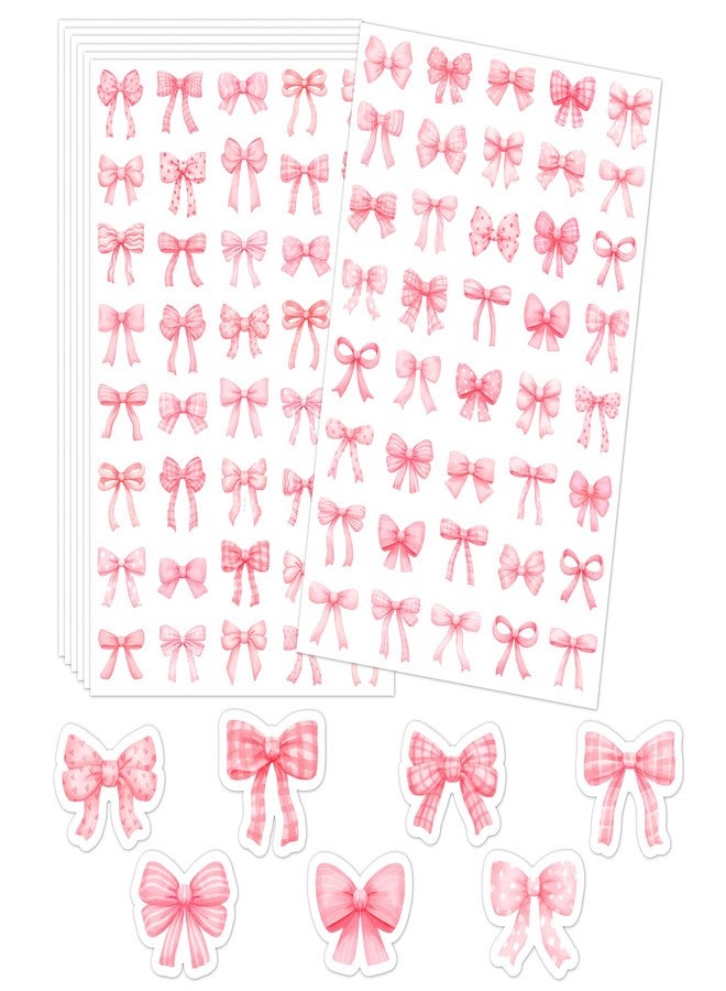LINAYE 24 Sheets Pink Bow Stickers, 960 PCS Coquette Bow Decorative Stickers Bulk Cute Small for Crafts Envelops Scrapbooking Party Favors Supplies for Women Adults Girls - Image 1
