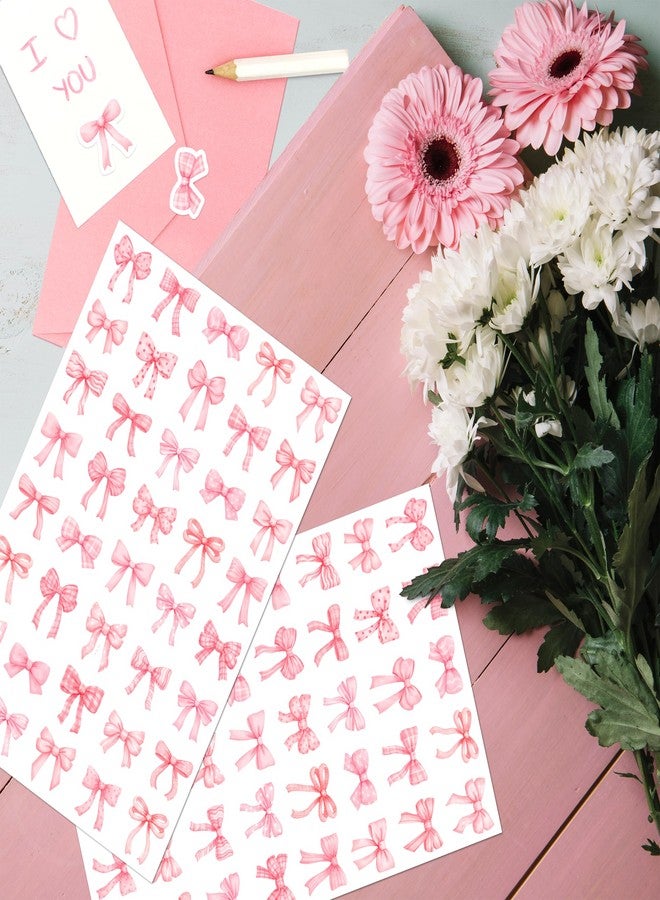 LINAYE 24 Sheets Pink Bow Stickers, 960 PCS Coquette Bow Decorative Stickers Bulk Cute Small for Crafts Envelops Scrapbooking Party Favors Supplies for Women Adults Girls - Image 4