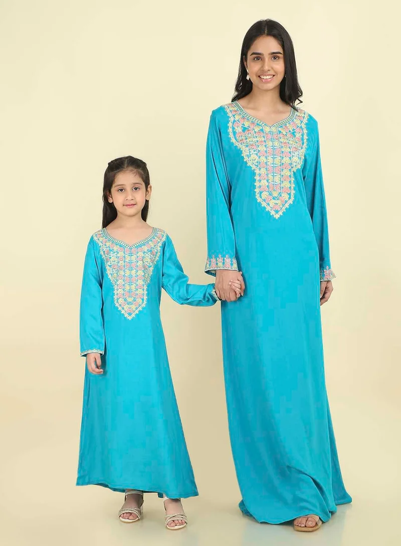 HANA & SARA Authentic Long-Sleeve Arabic Jalabiya | Girls Ethnic Maxi Dress