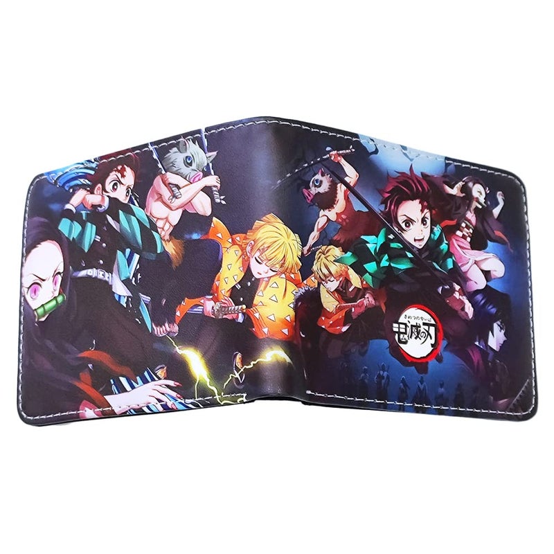 Shqncoh Anime Demon Wallet Tanjiro Nezuko Zenitsu Inosuke Short Bifold Leather Moneybag Photo Card Holder Cosplay Accessory Halloween  - Image 2