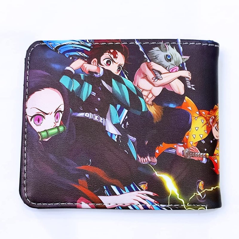 Shqncoh Anime Demon Wallet Tanjiro Nezuko Zenitsu Inosuke Short Bifold Leather Moneybag Photo Card Holder Cosplay Accessory Halloween  - Image 3