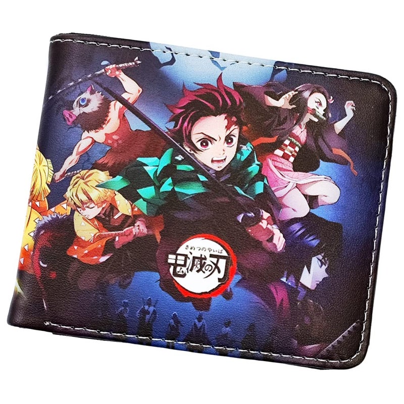 Shqncoh Anime Demon Wallet Tanjiro Nezuko Zenitsu Inosuke Short Bifold Leather Moneybag Photo Card Holder Cosplay Accessory Halloween  - Image 1