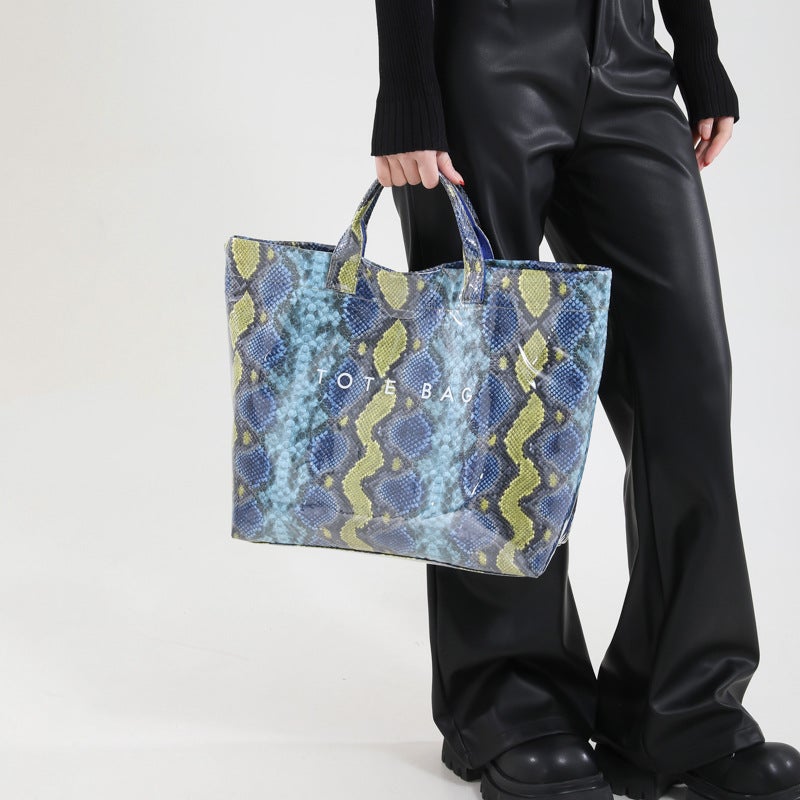 Large-Capacity Python Pattern Commuter Lazy Style Bag 2025 Fashion Portable Large-Capacity Single Shoulder Mommy - Image 4