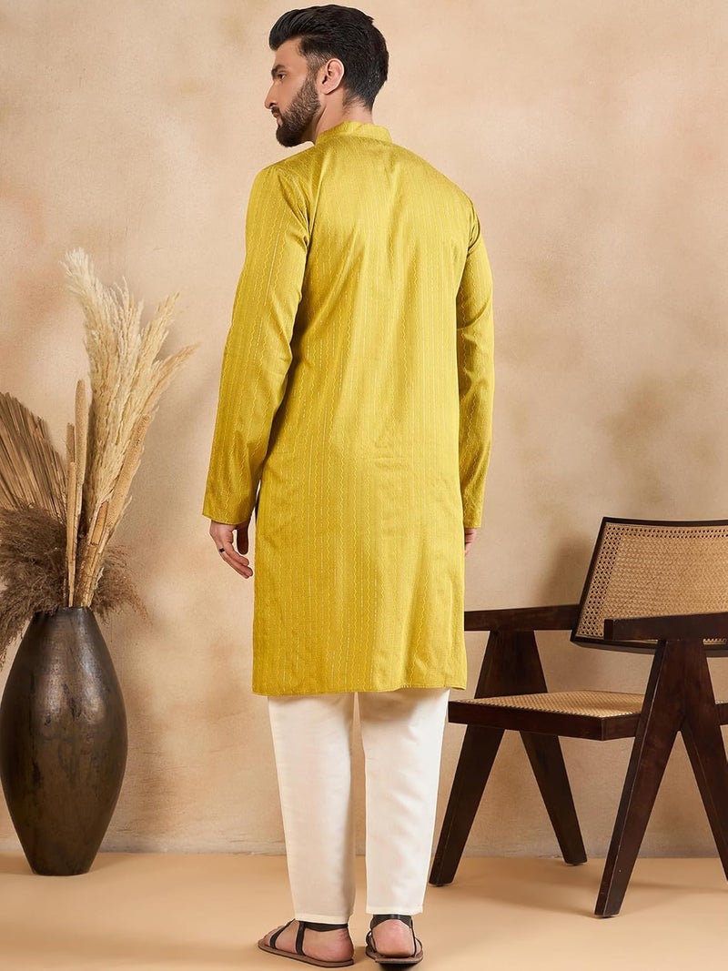 SWAGG INDIA Men's Rayon Blend Striped Regular Kurta - Image 4