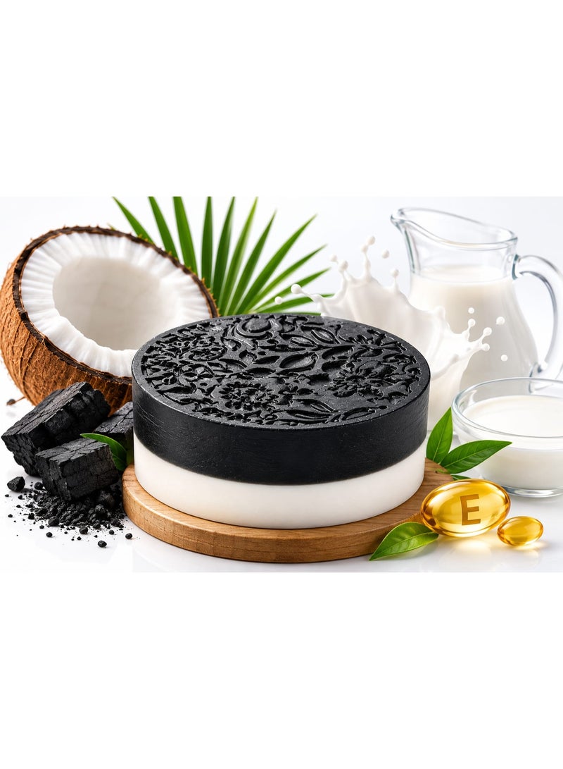 LEVON ✨🧼 100g Premium Charcoal & Milk Soap – Enriched with Vitamin E & Coconut Fragrance 🥥 | Soft, Clean & Radiant Skin - Image 1