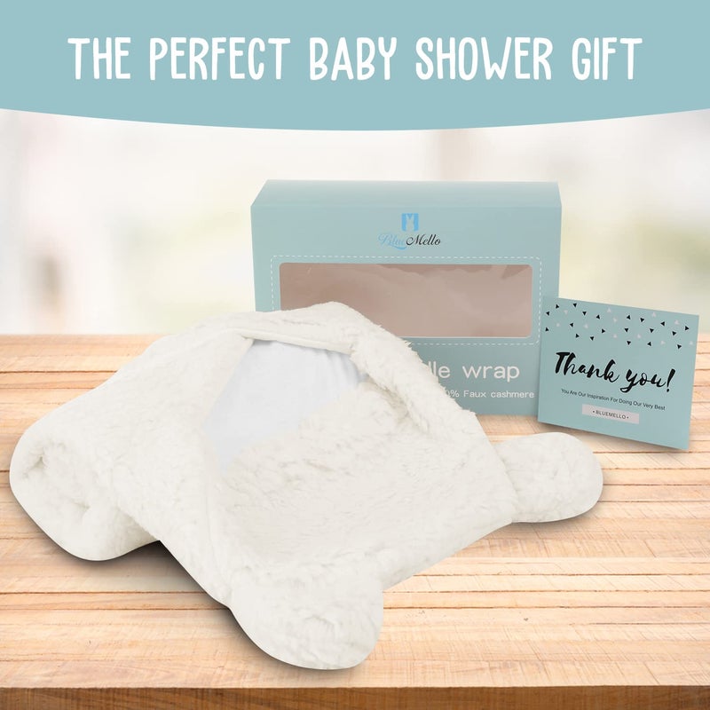 BlueMello Baby Swaddle Blanket | Ultra-Soft Plush Essential for Infants 0-6 Months | Receiving Swaddling Wrap White | Ideal for Baby Boy Accessories and Newborn Registry | Perfect Baby Girl Shower Gift - Image 5