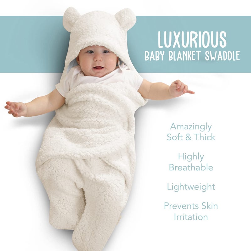 BlueMello Baby Swaddle Blanket | Ultra-Soft Plush Essential for Infants 0-6 Months | Receiving Swaddling Wrap White | Ideal for Baby Boy Accessories and Newborn Registry | Perfect Baby Girl Shower Gift - Image 2