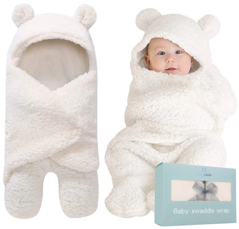 BlueMello Baby Swaddle Blanket | Ultra-Soft Plush Essential for Infants 0-6 Months | Receiving Swaddling Wrap White | Ideal for Baby Boy Accessories and Newborn Registry | Perfect Baby Girl Shower Gift - Image 1