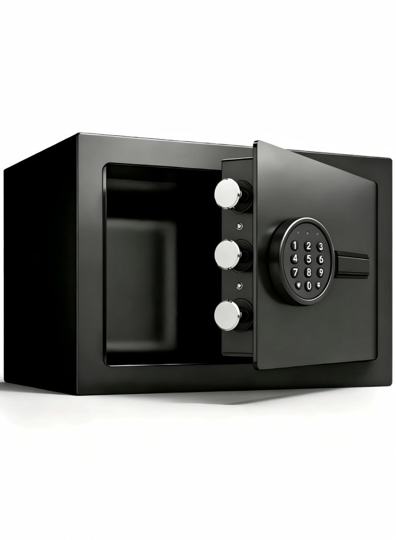 AiheArron Safe for Home Use, Digital Cash Box with Password and Key, Suitable for Storing Cash, Documents, Jewelry, and Passports at Home, Business, Office, and Hotel (Black-Y20) - Image 1