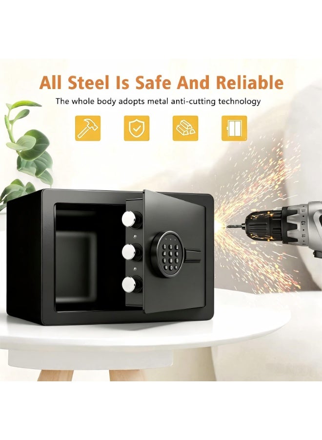 AiheArron Safe for Home Use, Digital Cash Box with Password and Key, Suitable for Storing Cash, Documents, Jewelry, and Passports at Home, Business, Office, and Hotel (Black-Y20) - Image 3
