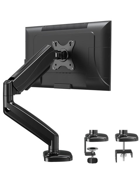 Single Monitor Arm for 13-32 Inch Monitors – Gas Spring Arm with 360° Rotation, VESA 75x75/100x100mm, C-Clamp & Grommet Base, Adjustable Stand for Monitors up to 8KG – Ergonomic & Space-Saving Monitor Mount