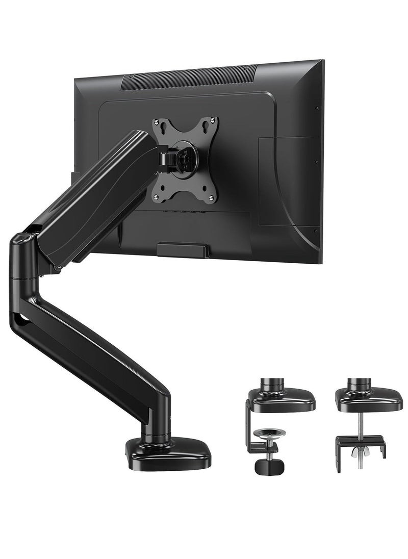 ELTRAZONE Single Monitor Arm for 13-32 Inch Monitors – Gas Spring Arm with 360° Rotation, VESA 75x75/100x100mm, C-Clamp & Grommet Base, Adjustable Stand for Monitors up to 8KG – Ergonomic & Space-Saving Monitor Mount  - Image 1