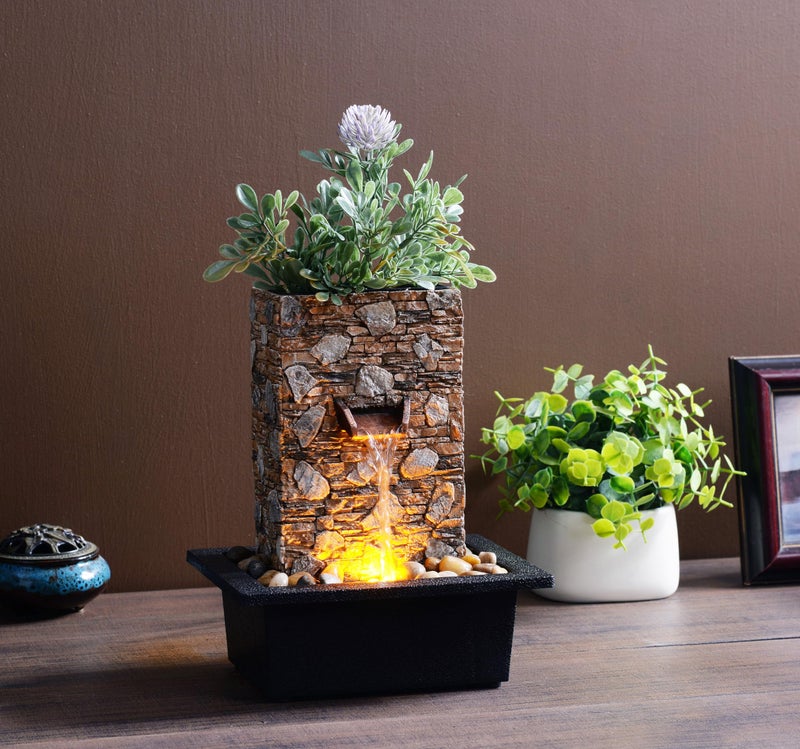 Kalona Tabletop Waterfall Fountain, Zen Fountain for Home Office Decor with LED Lights, Relaxing Indoor Water Feature with Realistic Stone Look for Meditation(23111) - Image 3