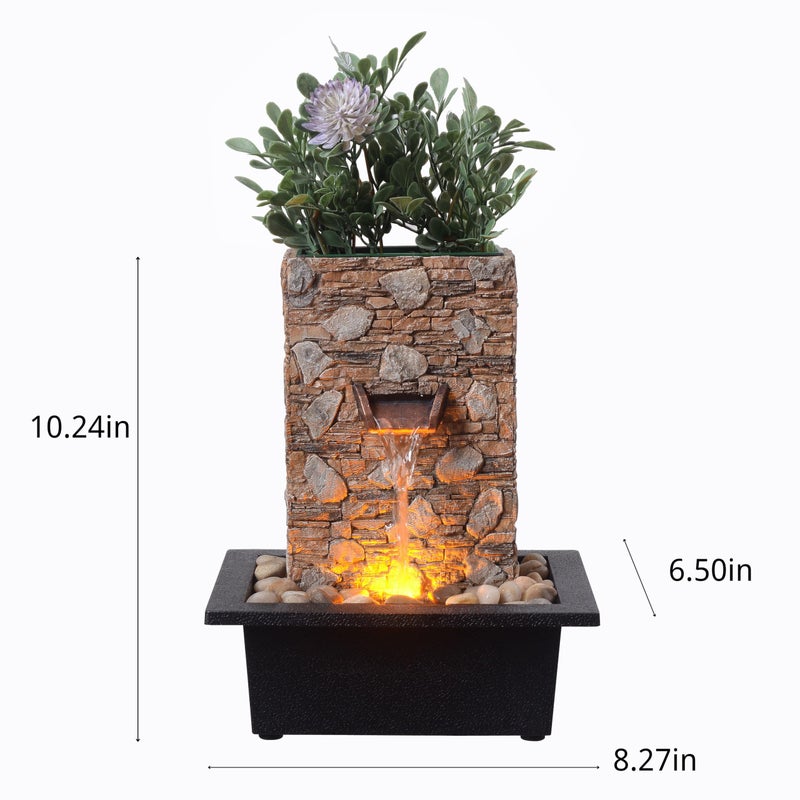 Kalona Tabletop Waterfall Fountain, Zen Fountain for Home Office Decor with LED Lights, Relaxing Indoor Water Feature with Realistic Stone Look for Meditation(23111) - Image 4