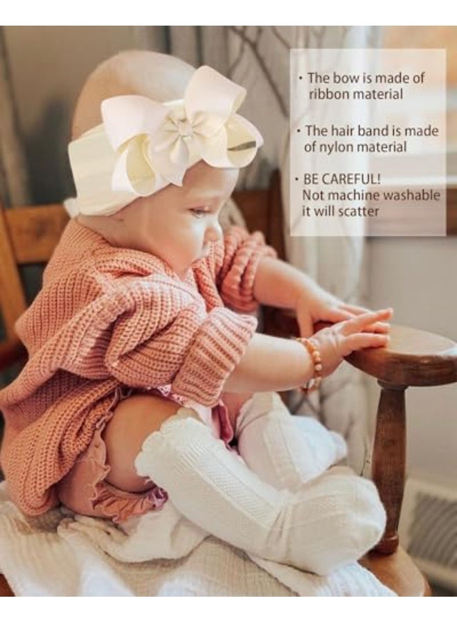 jaexest 20pcs 6 Inches Baby Girls Big Bows Headbands Elastic Nylon Hairbands Turban Hair Accessories for Newborns Infants Toddlers and Kids | Elastic Hair Accessories for Newborns Infants Toddlers and Kids - Image 4