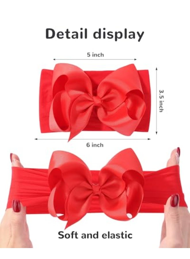 jaexest 20pcs 6 Inches Baby Girls Big Bows Headbands Elastic Nylon Hairbands Turban Hair Accessories for Newborns Infants Toddlers and Kids | Elastic Hair Accessories for Newborns Infants Toddlers and Kids - Image 2