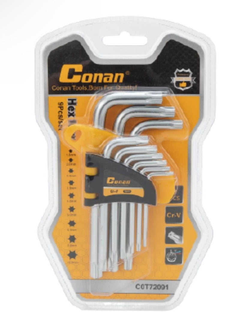 Conan 9-Piece Short Hex Key Set – Cr-V Steel, Precision Machined, Durable Allen Wrenches - Image 2