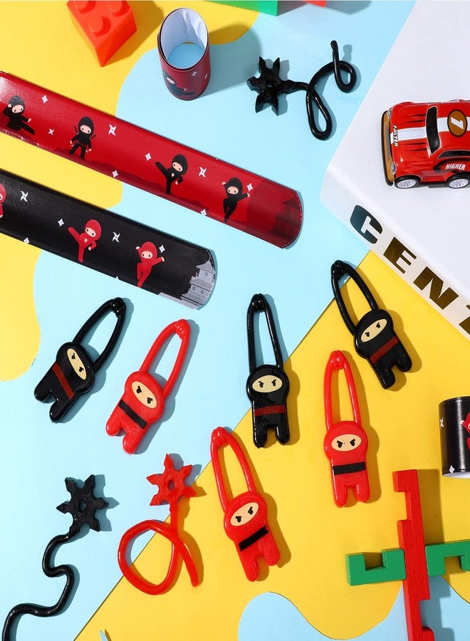 Jiuguva 72 Pcs Ninja Party Favors Toys Karate Birthday Party Supplies Include 24 Warrior Slap Bracelets 24 Stretchy Flying Ninjas and 24 Stars Slingshots for Samurai Party Decorations - Image 4
